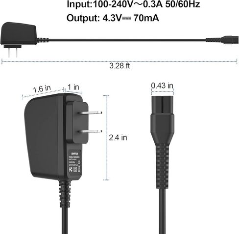 4.3V Electric Shaver Power Supply Cord Charger for Philips A00390, for Philips Norelco Oneblade QP2520-Series, QP2520 / 90, QP2520 / 70, QP2520 / 72, Grooming Trimmer Shaver Razor Power Adapter in Kuwait
