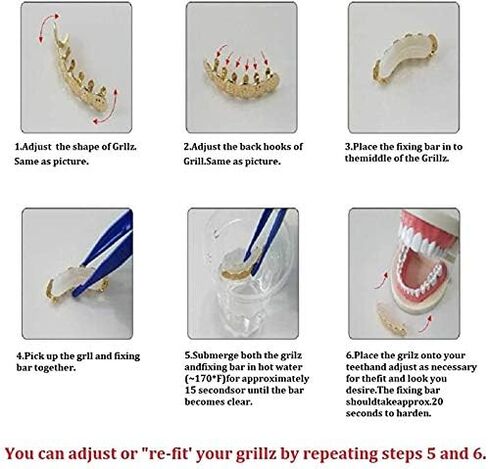 OOCC 18K Gold Plated Grillsz Hip Hop Vampire Fangs Caps Top and Bottom Set for Your Teeth in Saudi Arabia
