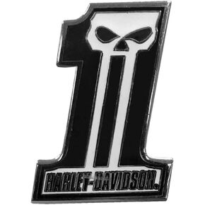 Harley-Davidson 1.25 in. #1 Skull Dark Custom Pin, Black & White Finish 8009229 in Saudi Arabia