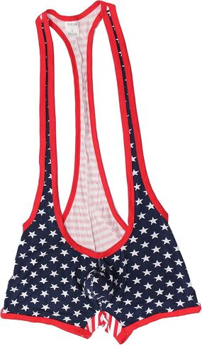 Sunnymorn Leotard Singlet Bodysuit Bodysuit للرجال سراويل رياضية بنمط علم الولايات المتحدة الأمريكية، أحمر in Saudi Arabia