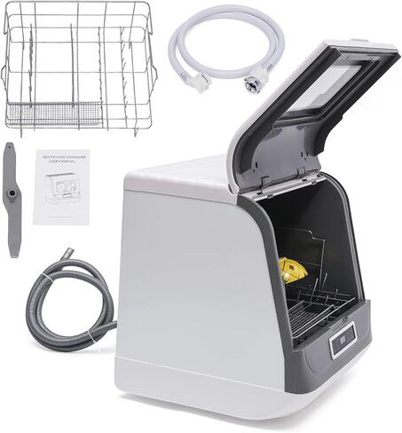 Portable Countertop Dishwasher, Mini Dishwasher with 5L Built-in Water Tank, 4 Programs, 30-50 minutes Washing Time, High-Temp&Air-Dry Function, 1200W Dishwasher for Apartments&RVs (White) in Kuwait