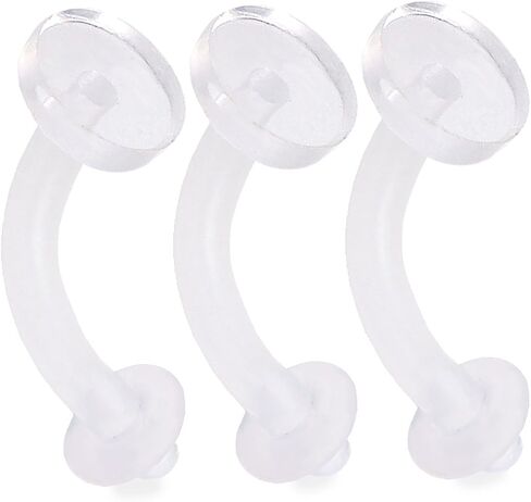 Bodyjewellery 3 قطع 16 جرام منحني الحديد الحاجب ثقب خواتم واضح التجنيب Bioflex انحناء مرنة الاكريليك غير مرئية مقياس اختيار الحجم in Kuwait