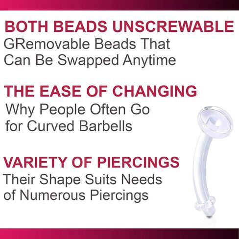 Bodyjewellery 3 قطع 16 جرام منحني الحديد الحاجب ثقب خواتم واضح التجنيب Bioflex انحناء مرنة الاكريليك غير مرئية مقياس اختيار الحجم in Kuwait