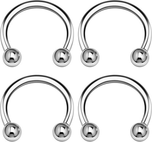 KJM FASHION 4 قطع حلق حدوة حصان الكرة الغضروف الحاجز الحاجز الأنف الرزمة أقراط الحاجب ثقب المجوهرات اختيار الحجم واللون in Kuwait