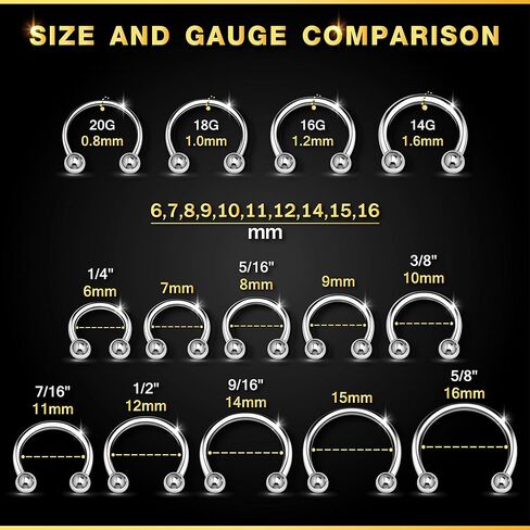 KJM FASHION 4 قطع حلق حدوة حصان الكرة الغضروف الحاجز الحاجز الأنف الرزمة أقراط الحاجب ثقب المجوهرات اختيار الحجم واللون in Kuwait