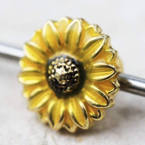 Covet Jewelry 316L Stainless Steel Sunflower Industrial Barbell in Saudi Arabia