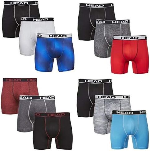 HEAD Mens Underwear -Boxer Briefs, Briefs or String Bikinis Performance or Cotton Stretch 12-Pack Tagless S-5XL in Saudi Arabia