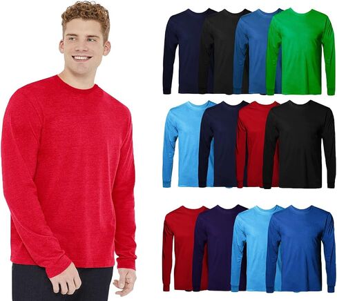 BILLIONHATS Big & Tall Long Sleeve Colorful T-Shirts for Mens 100% Cotton - Crew Neck Bulk Tees Wholesale Packs in Saudi Arabia