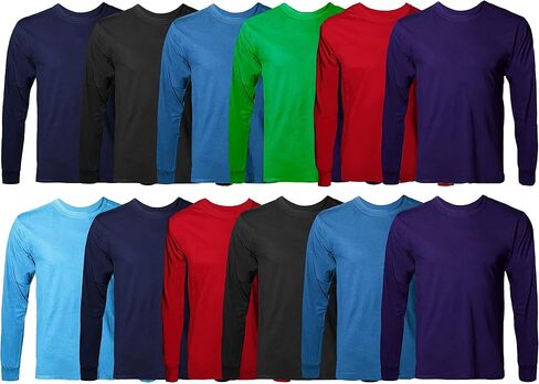 BILLIONHATS Big & Tall Long Sleeve Colorful T-Shirts for Mens 100% Cotton - Crew Neck Bulk Tees Wholesale Packs in Saudi Arabia