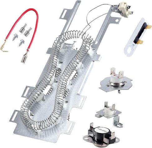 Dryer Heating Element Replace For Maytag MEDB850WQ0 MEDB850WQ1 MEDB850WR0 MEDB850WR1 MEDB850YG0 MEDB850YG1 MEDB850YG2 MEDB850YW0 MEDB850YW1 MEDB850YW2 MEDB880BW0 MEDB950YG0 MEDE300VF2 With Thermostat in Saudi Arabia