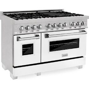 ZLINE 48 in. Professional Dual Fuel Range in Snow Stainless with White Matte Door (RAS-WM-48) in Saudi Arabia