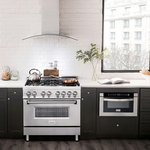 ZLINE 36" 4.6 cu. ft. Dual Fuel Range with Gas Stove and Electric Oven with Color Door Options (RA36) (Stainless with Brass Burners) in Saudi Arabia
