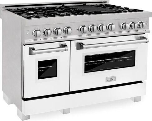 ZLINE 48 in. Professional Dual Fuel Range in Snow Stainless with White Matte Door (RAS-WM-48) in Saudi Arabia