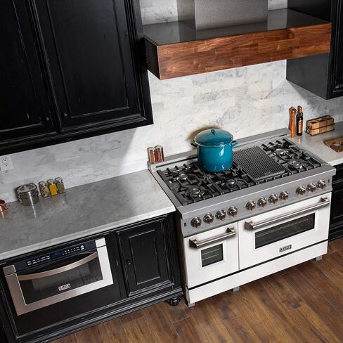 ZLINE 48 in. Professional Dual Fuel Range in Snow Stainless with White Matte Door (RAS-WM-48) in Saudi Arabia