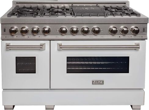 ZLINE 48 in. Professional Dual Fuel Range in Snow Stainless with White Matte Door (RAS-WM-48) in Saudi Arabia