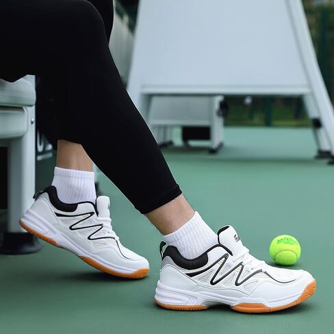 Feekwys Court Tennis Shoes for Men Pickleball with Arch Support Badminton Indoor Court Training Shoe Racketball Squash Volleyball Sneaker Shoes in Saudi Arabia
