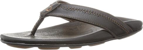 OluKai Hiapo Men's Beach Sandals, Full-Grain Leather Flip-Flop Slides, Compression Molded Footbed & Comfort Fit, Enhanced Grip Soles in Saudi Arabia