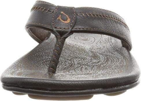 OluKai Hiapo Men's Beach Sandals, Full-Grain Leather Flip-Flop Slides, Compression Molded Footbed & Comfort Fit, Enhanced Grip Soles in Saudi Arabia