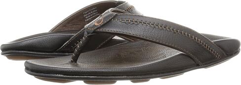 OluKai Hiapo Men's Beach Sandals, Full-Grain Leather Flip-Flop Slides, Compression Molded Footbed & Comfort Fit, Enhanced Grip Soles in Saudi Arabia