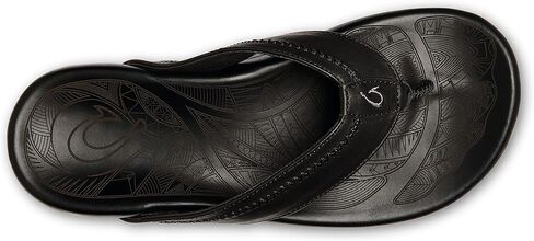 OluKai Hiapo Men's Beach Sandals, Full-Grain Leather Flip-Flop Slides, Compression Molded Footbed & Comfort Fit, Enhanced Grip Soles in Saudi Arabia