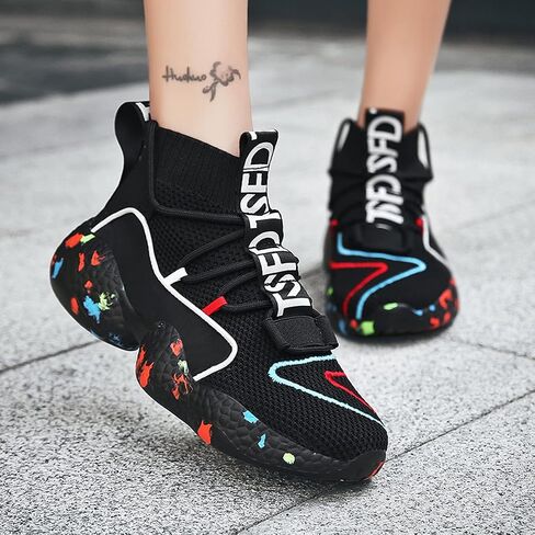 LIBINXIF Women's Men's Upper Light Breathable Fashion Non-Slip Sneakers Comfortable Walking Shoes Couple Shoes Sock Shoes Running Shoes Trainers Shoes Large Shoes in Kuwait