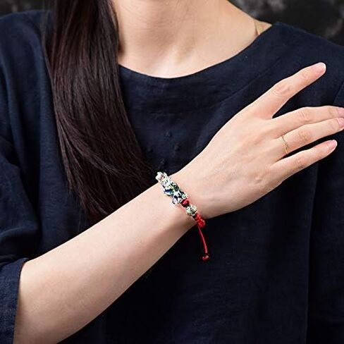 2PCS Pi Xiu/Pi Yao Obsidian Feng Shui Bracelet, Mantra Amulet Alloy Wealth Adjustable Braided Bracelet for Women Men Girls in Saudi Arabia