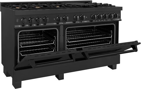 ZLINE 60" 7.4 cu. ft. Dual Fuel Range with Gas Stove and Electric Oven in Black Stainless Steel with Brass Burners (RAB-60) in Saudi Arabia