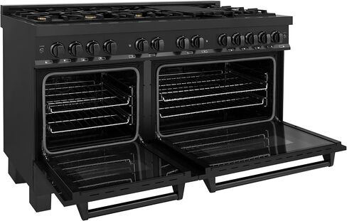 ZLINE 60" 7.4 cu. ft. Dual Fuel Range with Gas Stove and Electric Oven in Black Stainless Steel with Brass Burners (RAB-60) in Saudi Arabia