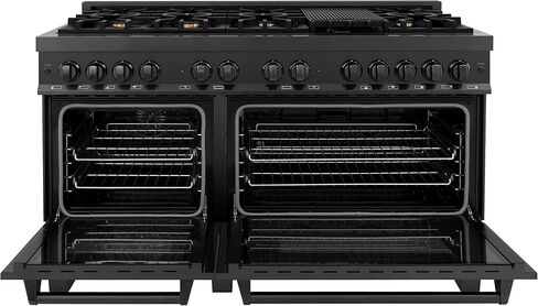 ZLINE 60" 7.4 cu. ft. Dual Fuel Range with Gas Stove and Electric Oven in Black Stainless Steel with Brass Burners (RAB-60) in Saudi Arabia