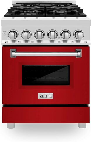 ZLINE 24" 2.8 cu. ft. Dual Fuel Range with Gas Stove and Electric Oven with Color Options (RA24) (Red Gloss) in Saudi Arabia
