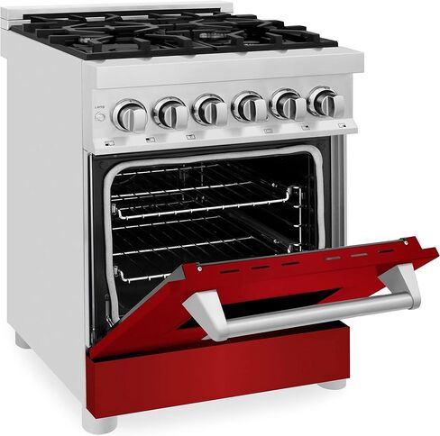 ZLINE 24" 2.8 cu. ft. Dual Fuel Range with Gas Stove and Electric Oven with Color Options (RA24) (Red Gloss) in Saudi Arabia