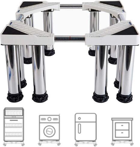 Trolley Washer and Dryer Stands, Multi-Functional Movable Adjustable Base Stand, Pedestal for Washing Machine Stainless-Steel with 12 Foot,20cm in Saudi Arabia