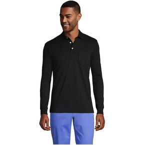 Lands' End Men's Long Sleeve Super Soft Supima Polo Shirt with Pocket