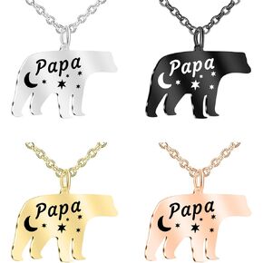 Engraved Papa/Mama Bear Necklace with 1-9 Names Personalized Family Necklace for Men Women Custom Necklace for Dad with Kids Names for FatherS Day Mothers Day in Kuwait