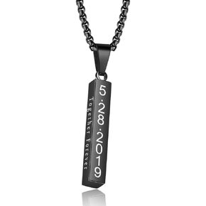 ROSI AUDIO PRO Personalized Stainless Steel Necklace Custom Name Bar Necklaces for Men Women Engraved Initial Name Vertical Bar Necklace for Dad in Saudi Arabia