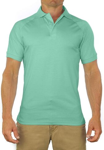 CC Perfect Slim Fit Polo Shirts for Men + Stretch | Breathable Sweat Wicking Short Sleeve Fitted Collared Mens Polo T Shirt in Kuwait