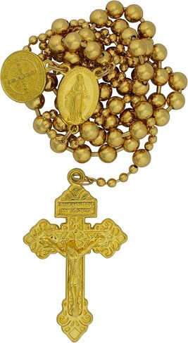 Metal Military Rosary | Available in Three Metallic Colors | Great Catholic Gift for Soldiers, Veterans, and Military Families | Ornate Crucifix, Miraculous Medal, and St. Benedict Medal in Kuwait