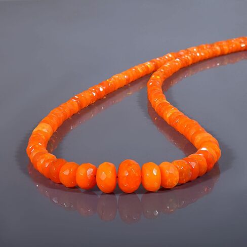 Vatslacreations – 4-5MM AAA Quality Natural Ethiopian Welo Fire Opal Orange Faceted Multi Fire Beads Necklace For Christmas New Year (45CM) in Kuwait
