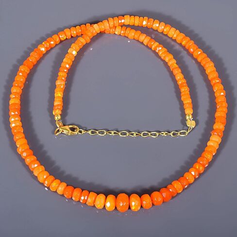 Vatslacreations – 4-5MM AAA Quality Natural Ethiopian Welo Fire Opal Orange Faceted Multi Fire Beads Necklace For Christmas New Year (45CM) in Kuwait