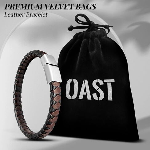 سوار جلد OAST للرجال والنساء، سوار مرساة بحري متعدد الحجم للرجال مع سلسلة مرساة من الفولاذ المقاوم للصدأ، سوار جلدي متين للرجال هدية مصنوعة يدويًا للعائلة والأصدقاء in Kuwait