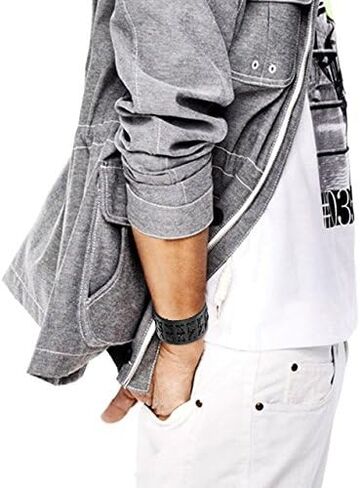 Aroncent Biker Punk Rock Leather Bracelets Wide Braided Adjustable with Snap Button 2-4 PCS in Kuwait
