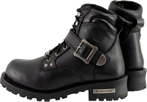Milwaukee Leather MBM9010 Men's Black Lace-Up 6-inch Engineer Boots with Side Buckle in Kuwait