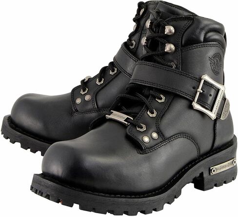 Milwaukee Leather MBM9010 Men's Black Lace-Up 6-inch Engineer Boots with Side Buckle in Kuwait