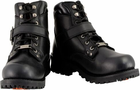 Milwaukee Leather MBM9010 Men's Black Lace-Up 6-inch Engineer Boots with Side Buckle in Kuwait