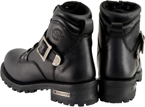 Milwaukee Leather MBM9010 Men's Black Lace-Up 6-inch Engineer Boots with Side Buckle in Kuwait