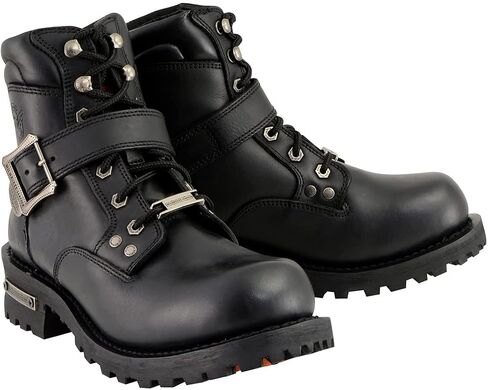 Milwaukee Leather MBM9010 Men's Black Lace-Up 6-inch Engineer Boots with Side Buckle in Kuwait