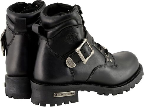 Milwaukee Leather MBM9010 Men's Black Lace-Up 6-inch Engineer Boots with Side Buckle in Kuwait