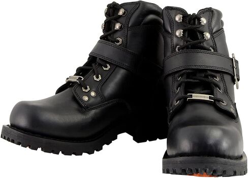 Milwaukee Leather MBM9010 Men's Black Lace-Up 6-inch Engineer Boots with Side Buckle in Kuwait