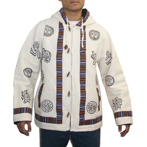 Agan Traders Mens Cotton Printed Fleece Lined Tibetan Hoodie Outwear Jacket in Kuwait