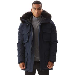 PUREMSX Men's Insulated Down Parka, Fur Hooded Thicken Windproof Winter Jacket Snow Coat Parkas in Kuwait